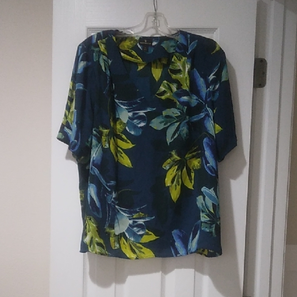Floral Blue and Green Women's Top